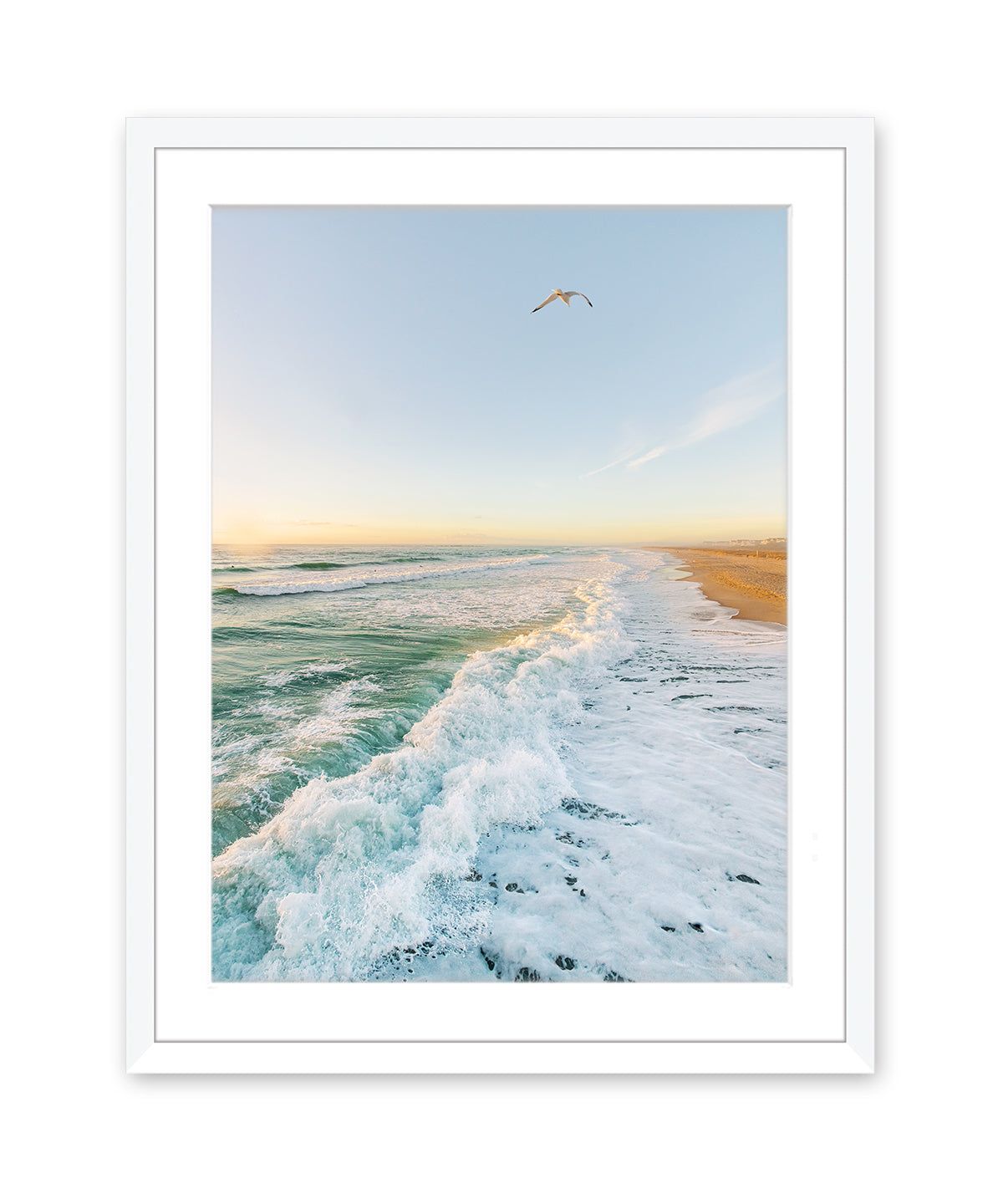 blue wrightsville beach morning photograph with white frame