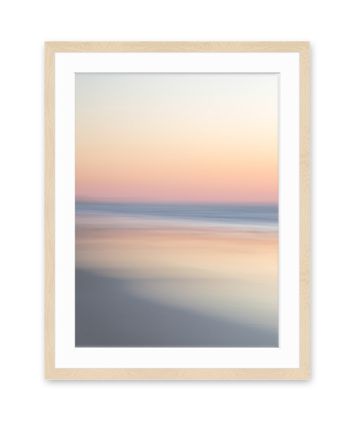 minimal abstract beach photograph, natural wood frame