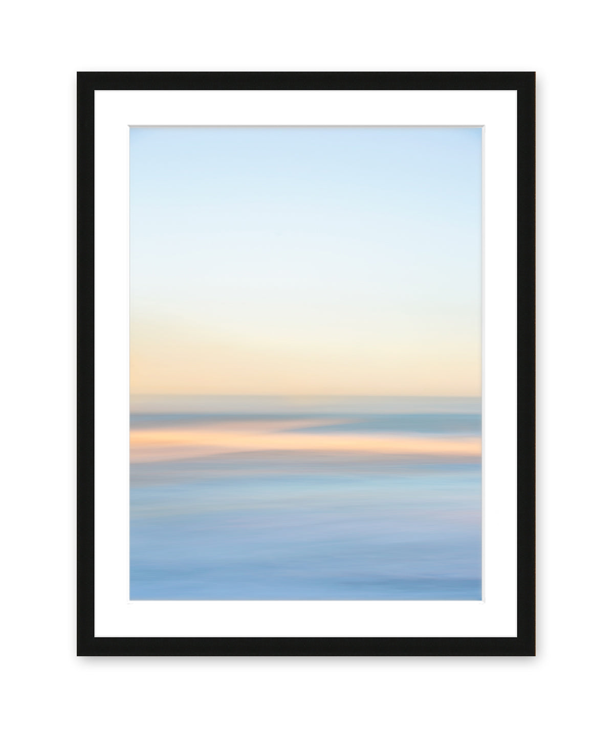 Abstract Minimal Print, Blue Yellow Beach Photograph, Black Wood Frame, Wright and Roam