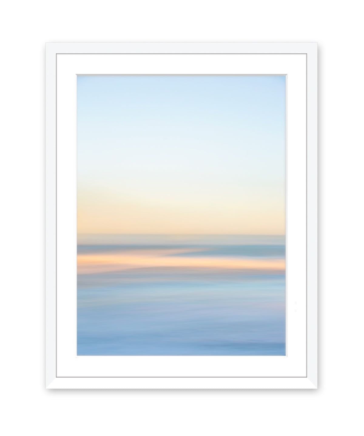 Abstract Minimal Print, Blue Yellow Beach Photograph, White Wood Frame, Wright and Roam