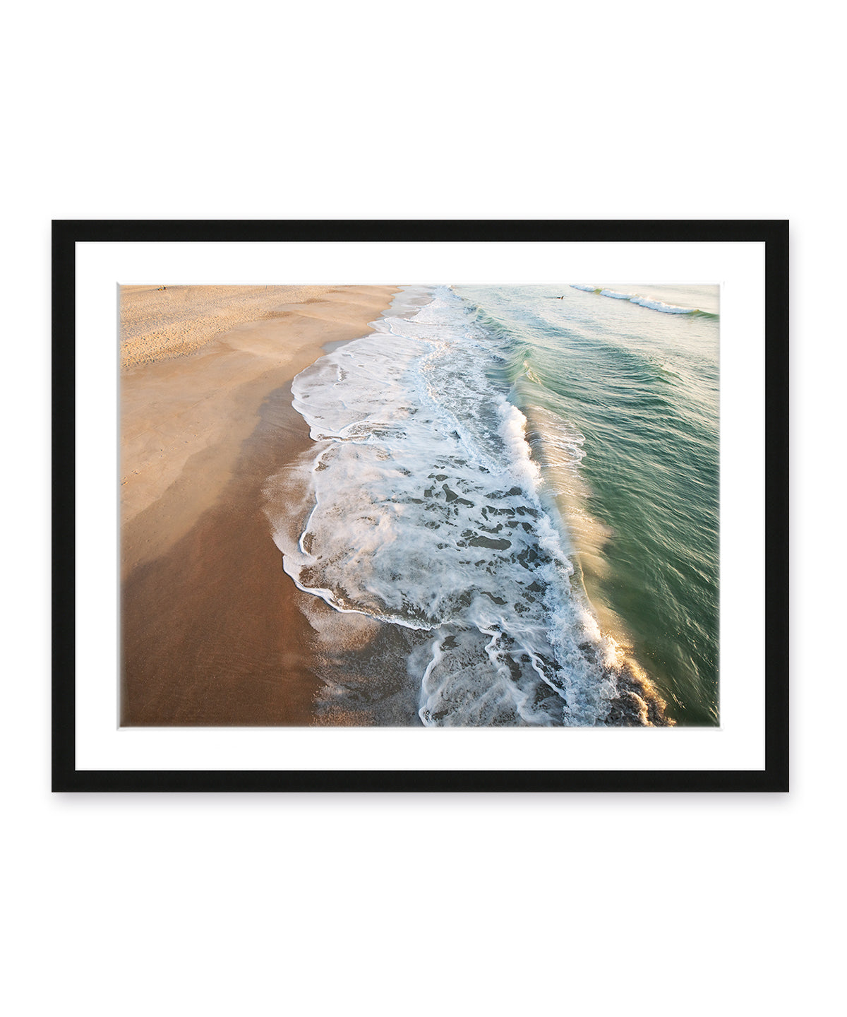 minimal aerial ocean waves, shoreline, black frame