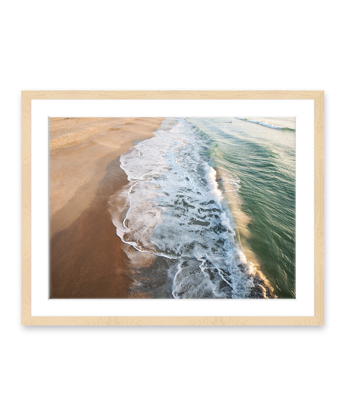 aerial ocean waves, shoreline, wood frame