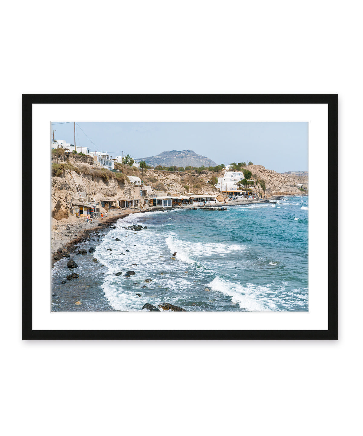 Red Beach Santorini Greece, Greek Islands Art, black frame