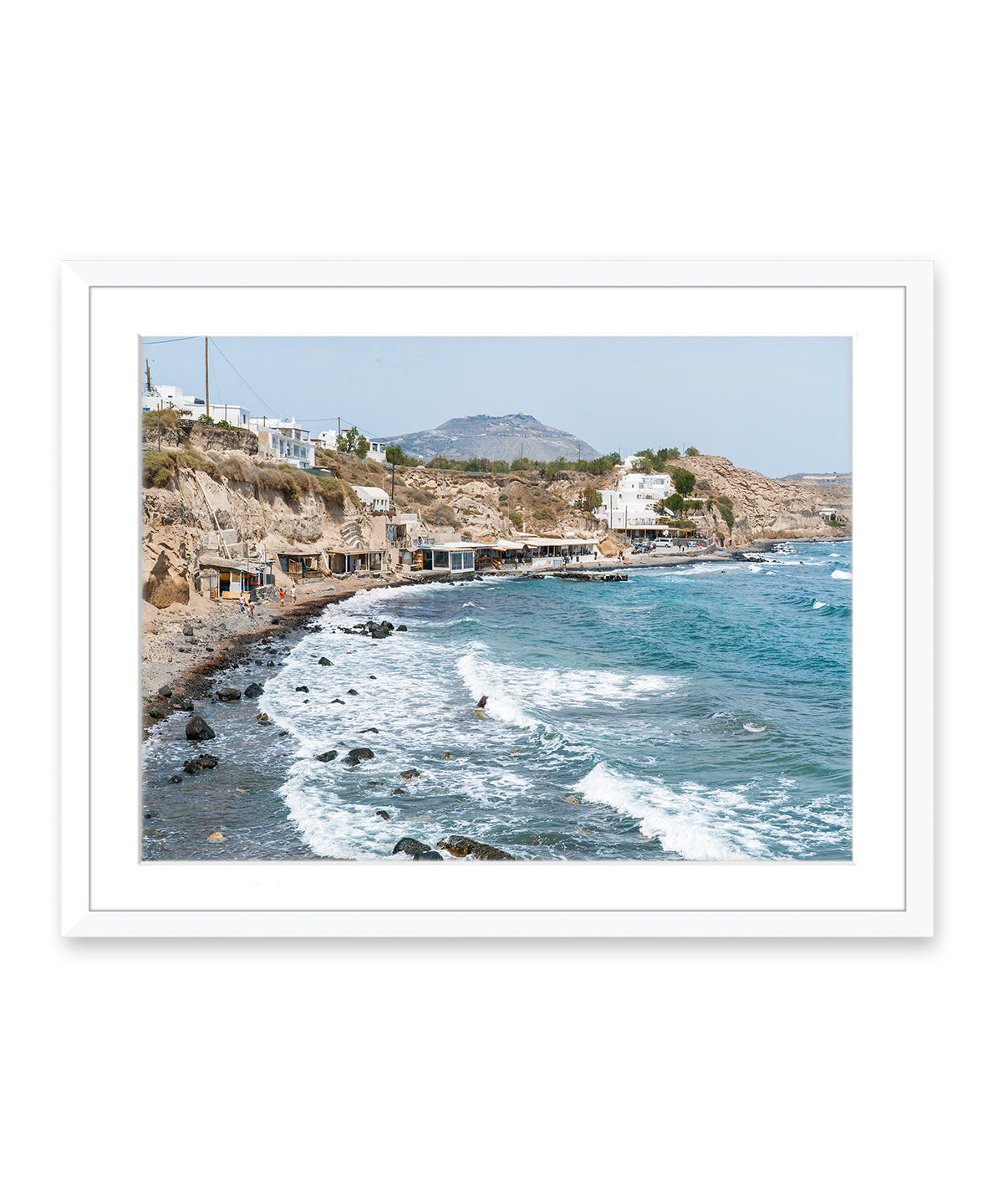 Red Beach Santorini Greece, Greek Islands Art, white frame
