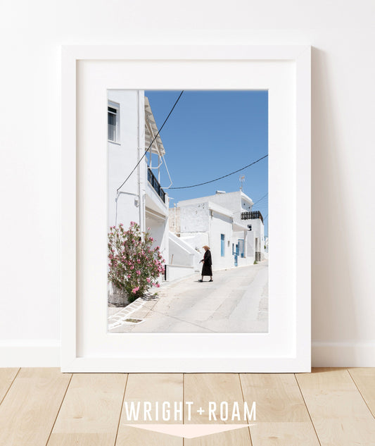 white blue greek islands art - greece photograph