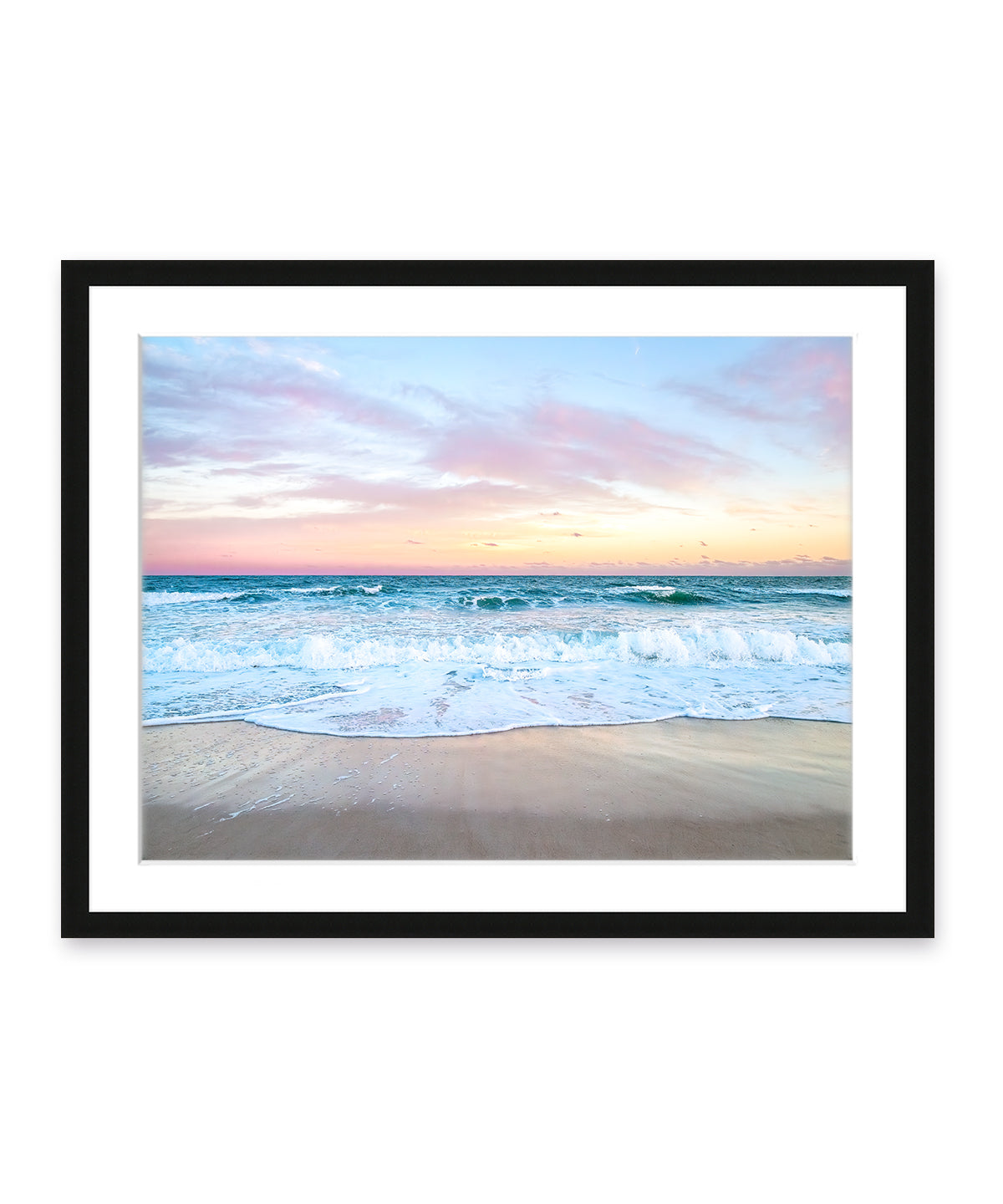 Blue Sunset Wrightsville Beach Print, Black Wood Frame By Wright and Roam