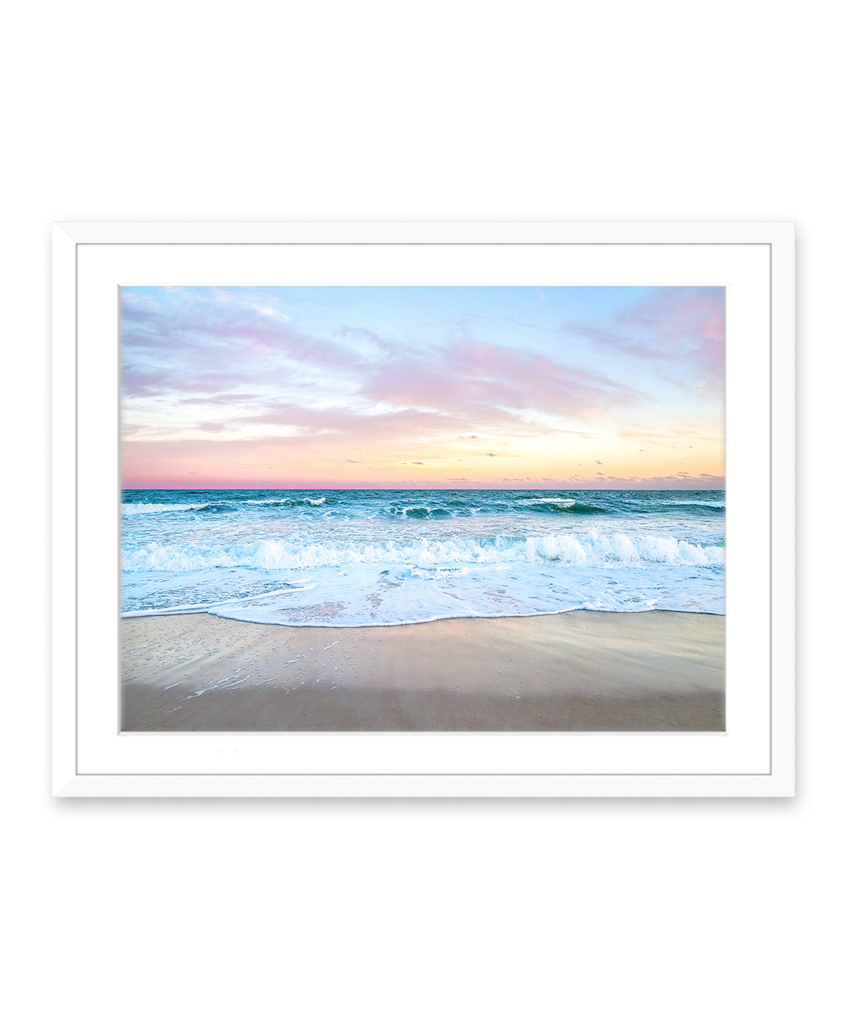 Blue Sunset Wrightsville Beach Print, White Wood Frame By Wright and Roam