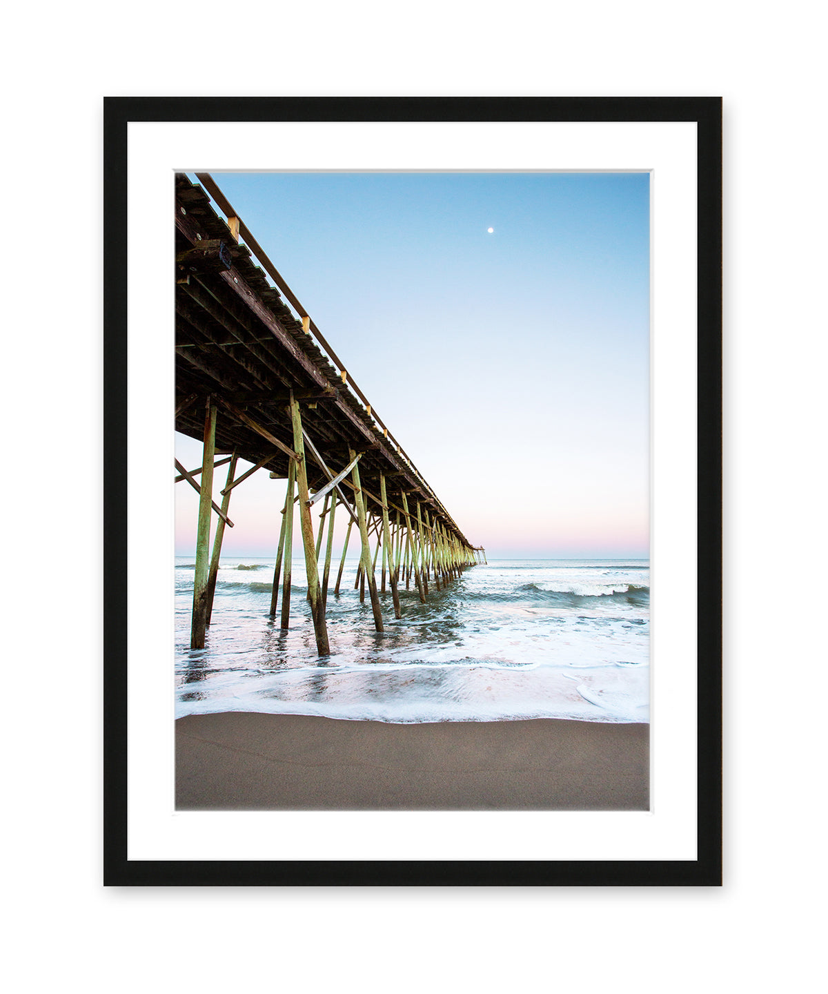 carolina beach, north carolina photograph, blue pier black frame