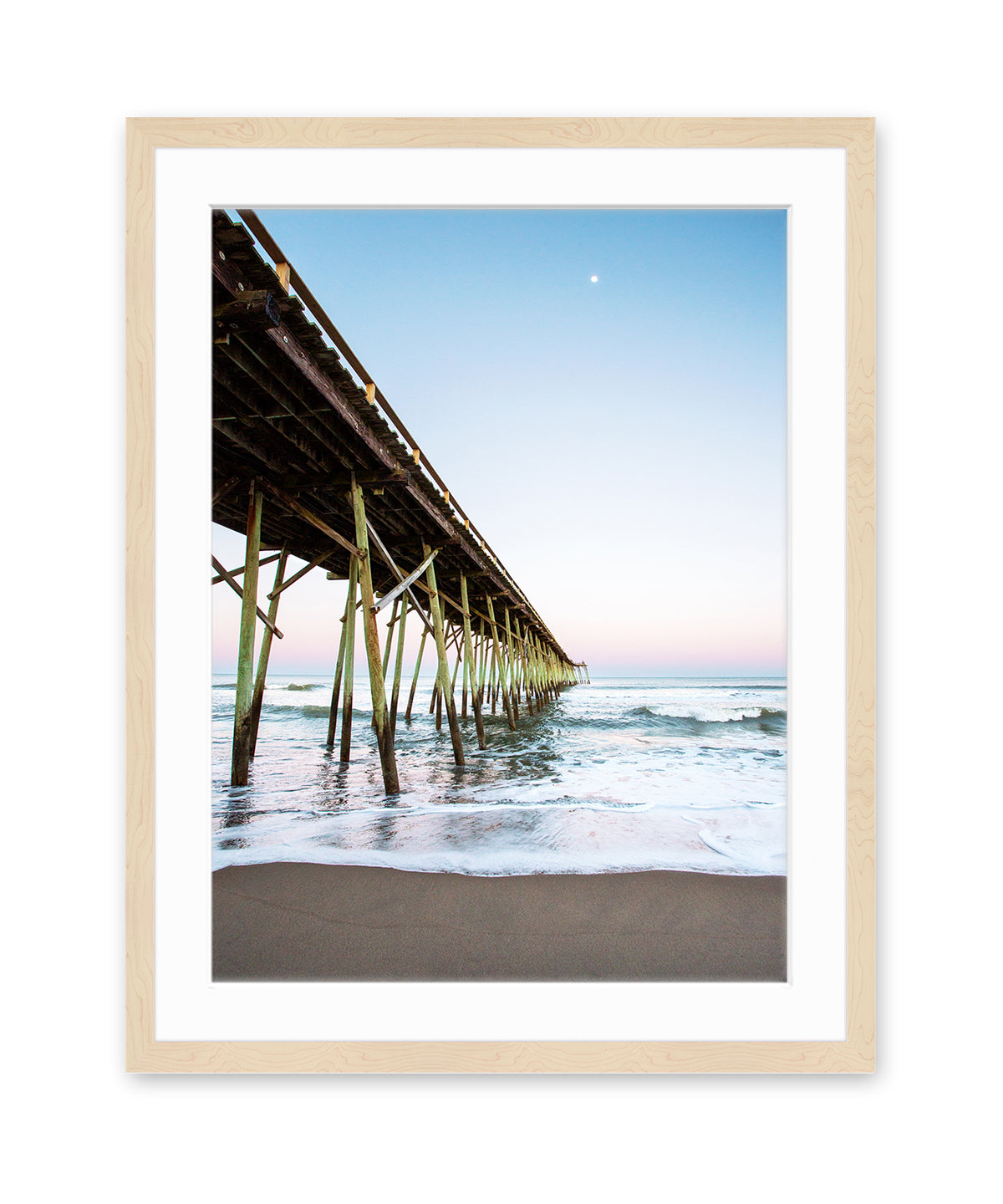carolina beach, north carolina photograph, blue pier wood frame