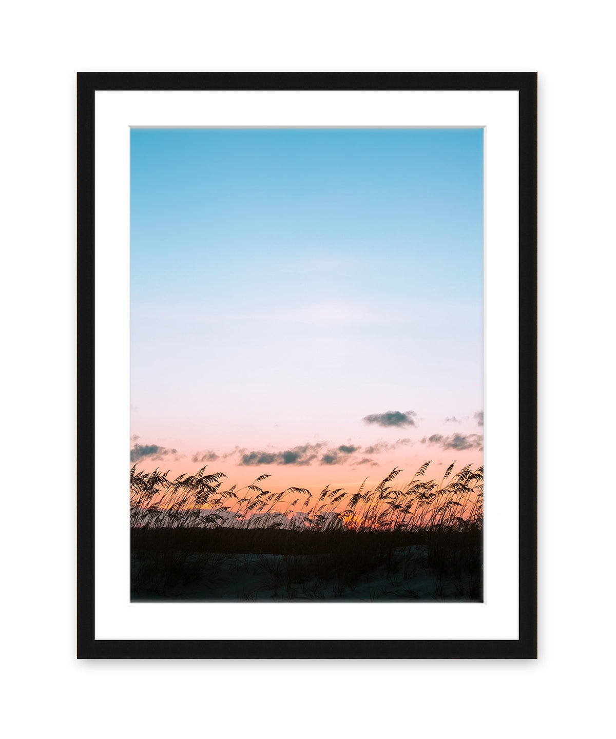 Blue Sunset Beach Print, Black Frame by Wright and Roam