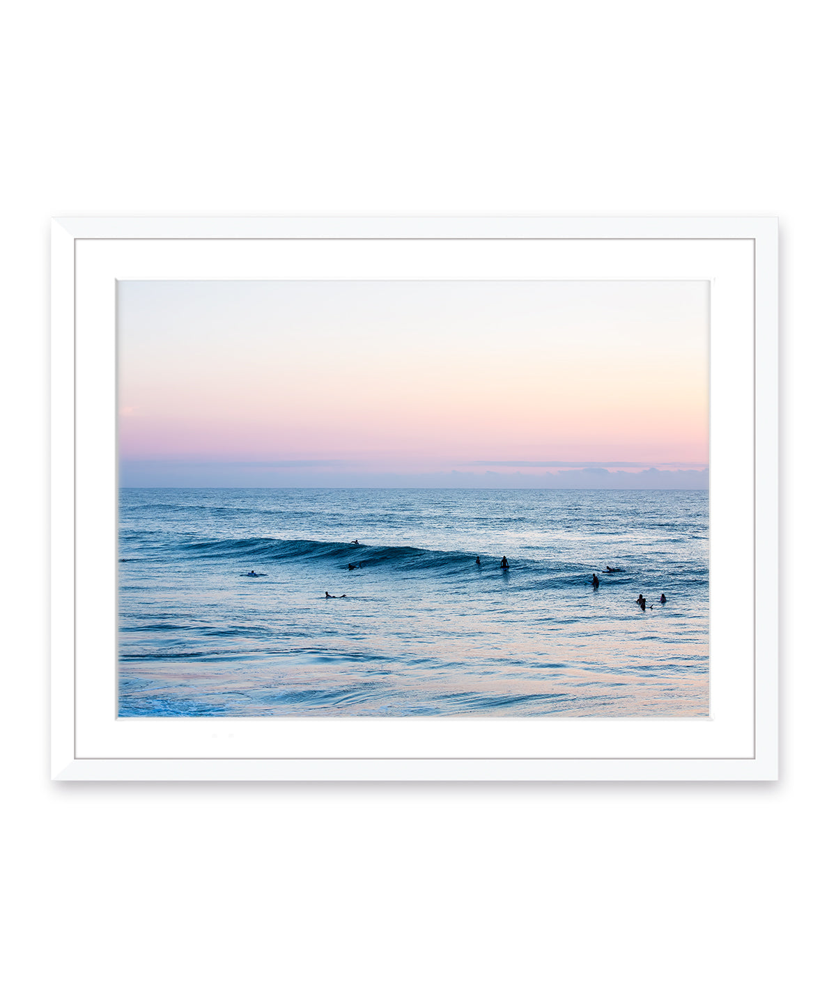 pastel blue sunrise ocean photograph white frame