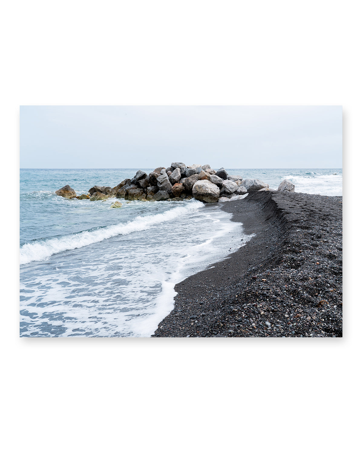 black beach, coastal art, santorini greece photograph