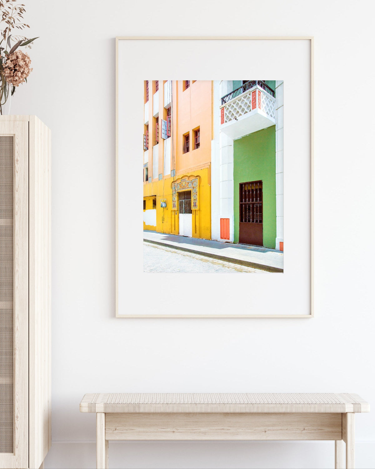 boho coastal decor featuring colorful print taken in Puerto Rico