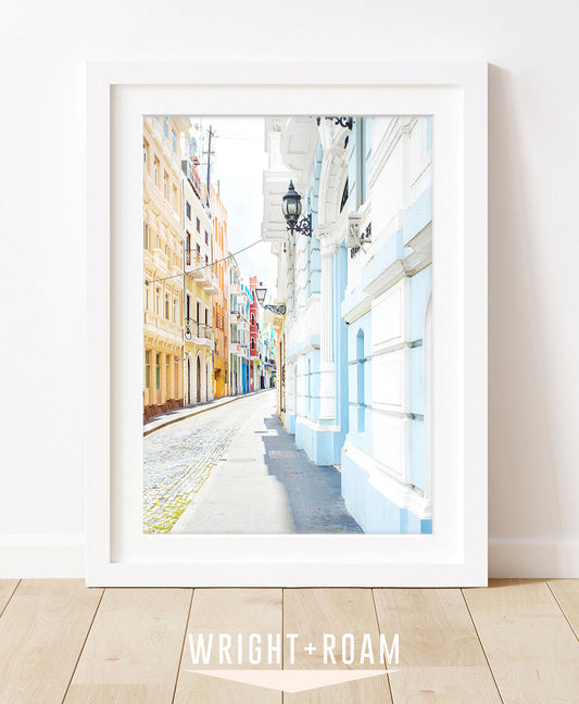 pastel architecture photograph, Old San Juan Puerto Rico Art