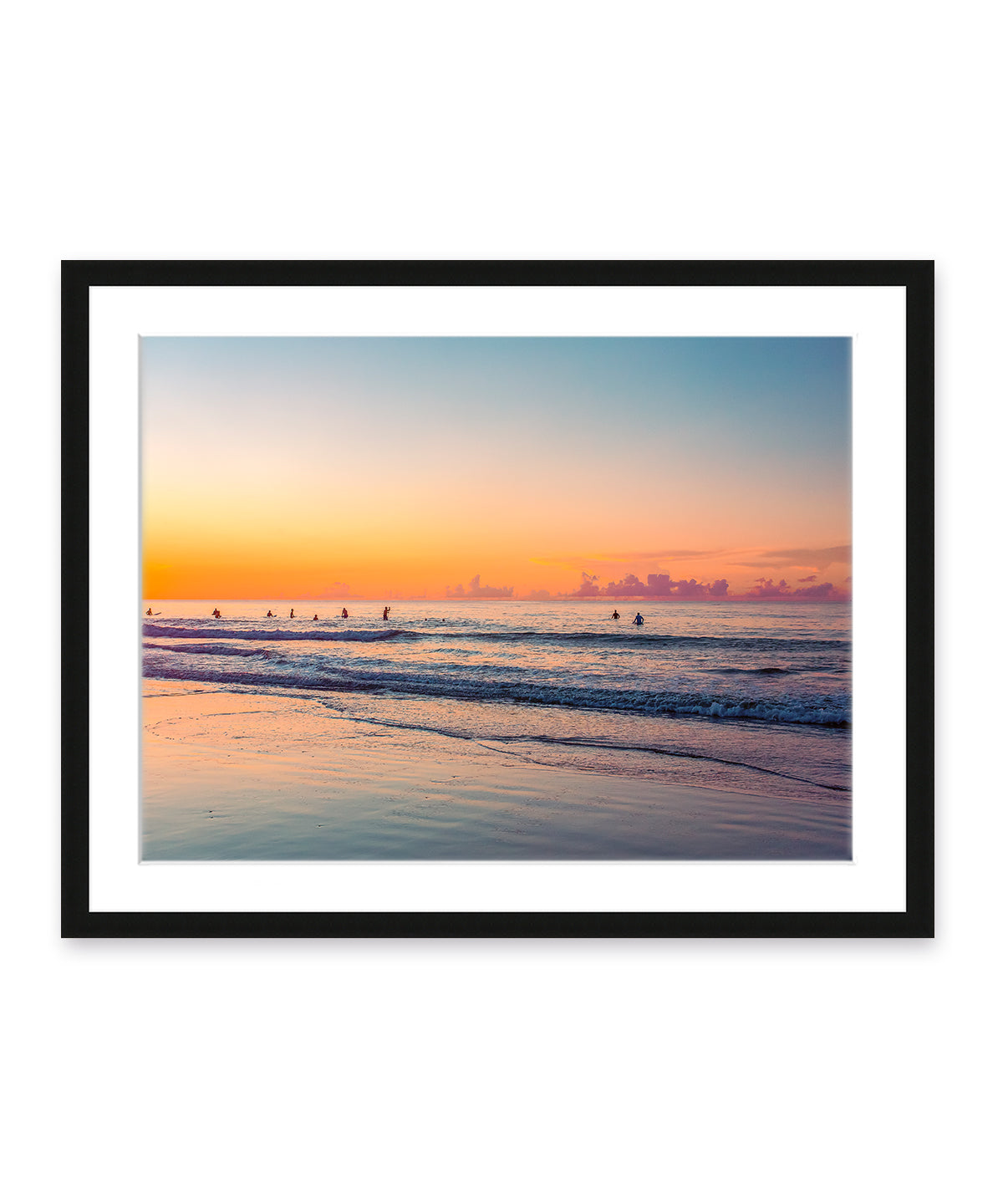 rainbow sunrise wrightsville beach, black frame