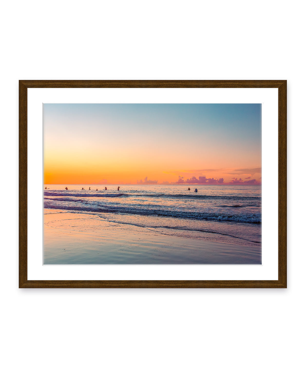 rainbow sunrise wrightsville beach, dark brown frame