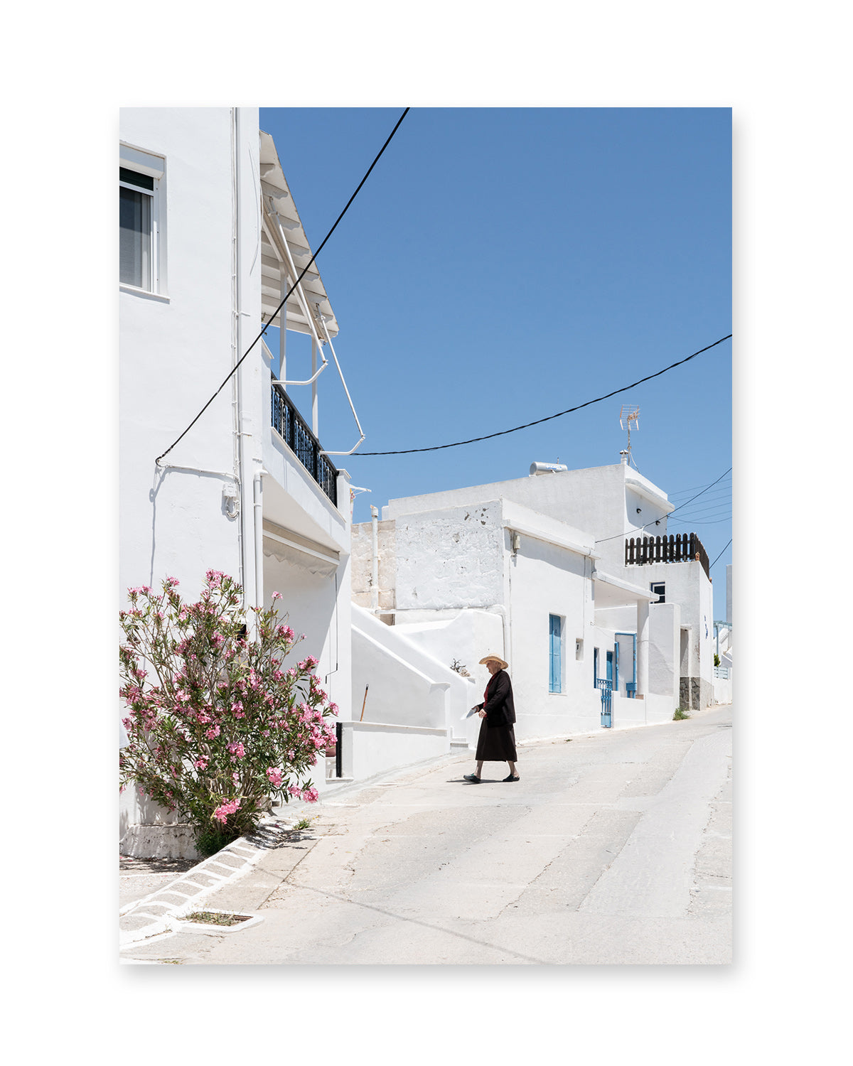 white blue greek islands art - greece photograph