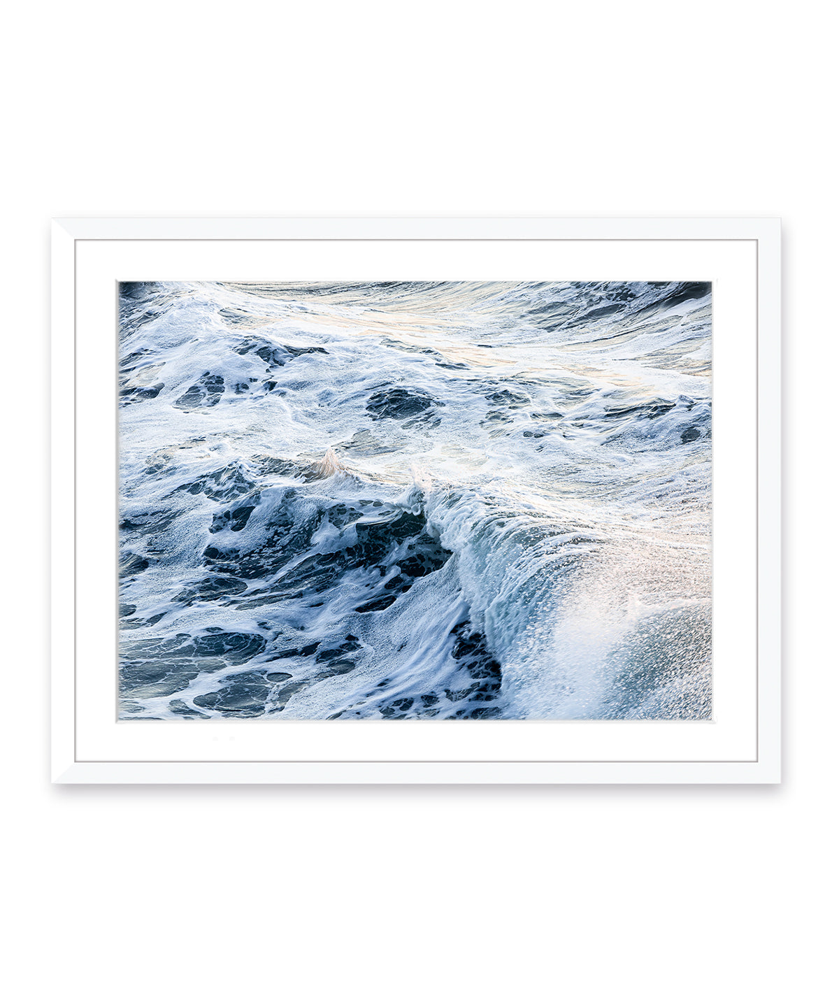 indigo wave detail photograph with white frame