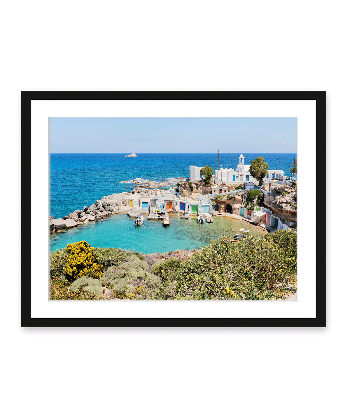 Mandrakia Fishing Village - Milos Greece photograph, black frame