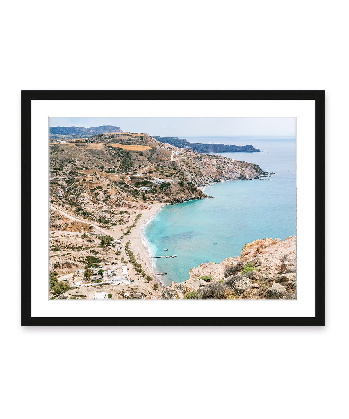 Milos Aegean sea, Mediterranean art, greek island photograph, black frame