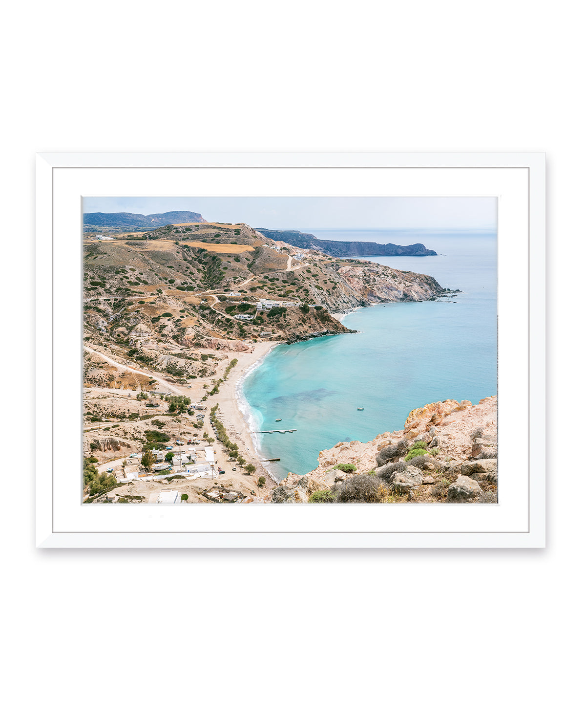 Milos Aegean sea, Mediterranean art, greek island photograph, white frame