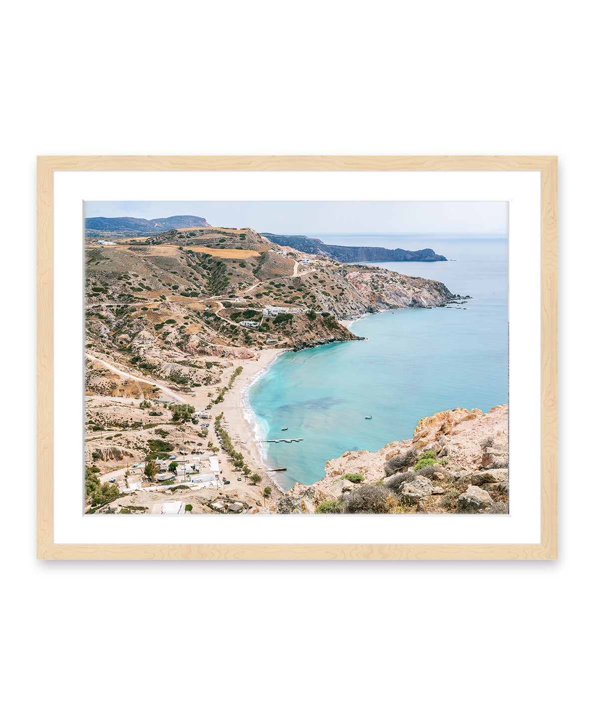 Milos Aegean sea, Mediterranean art, greek island photograph, wood frame