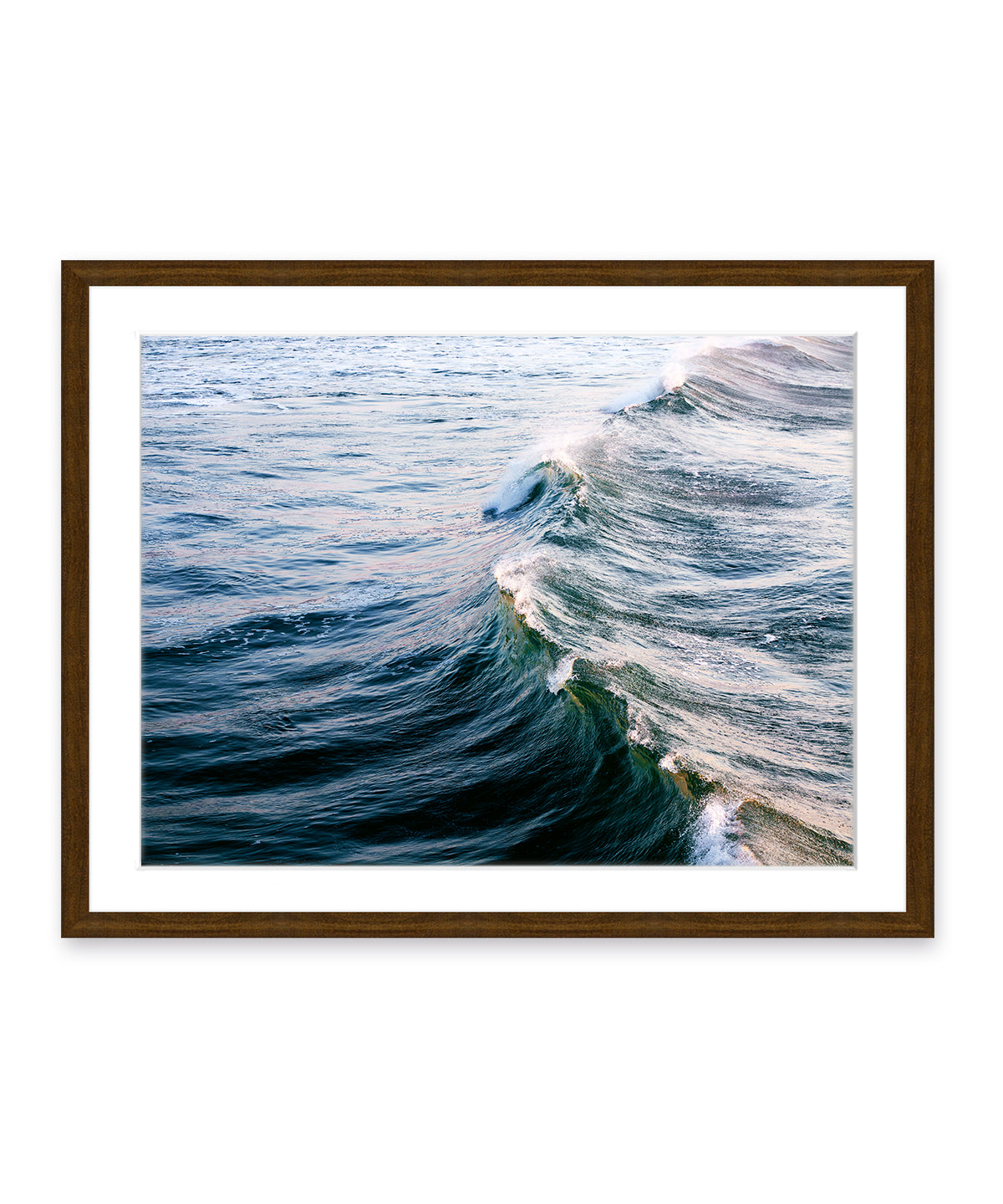 minimal blue ocean wave in brown frame