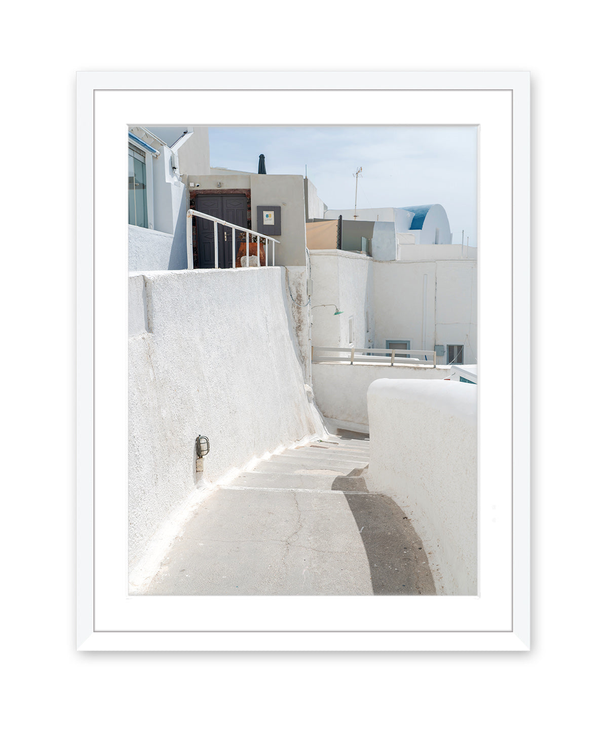 neutral minimal wall art. Santorini Greece Architecture Photography, white frame