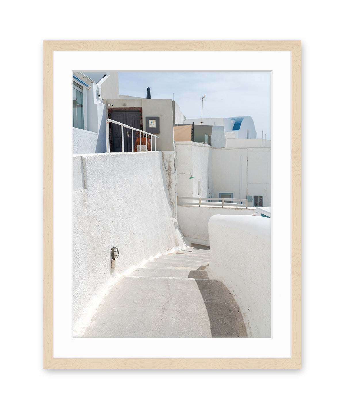 neutral minimal wall art. Santorini Greece Architecture Photography, wood frame