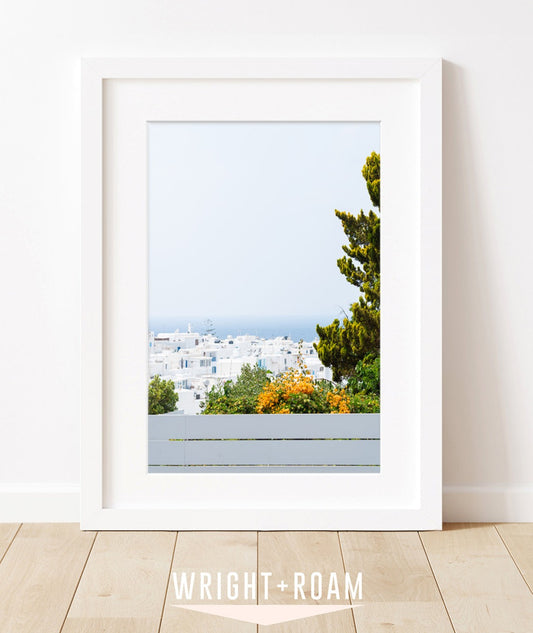 blue greece landscape, greek travel art