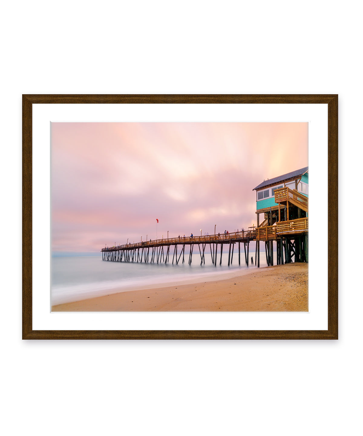 outer banks, avalon pier north carolina, sunrise beach photography by wright and roam, dark wood frame