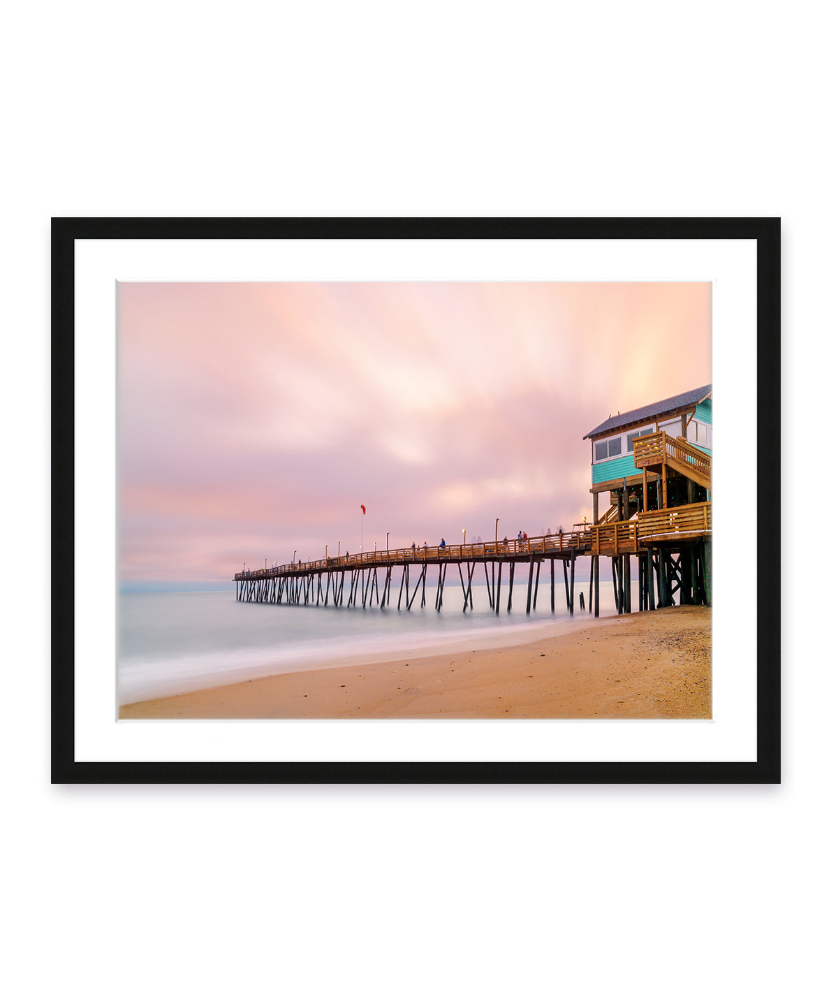 outer banks, avalon pier north carolina, sunrise beach photography by wright and roam, black frame