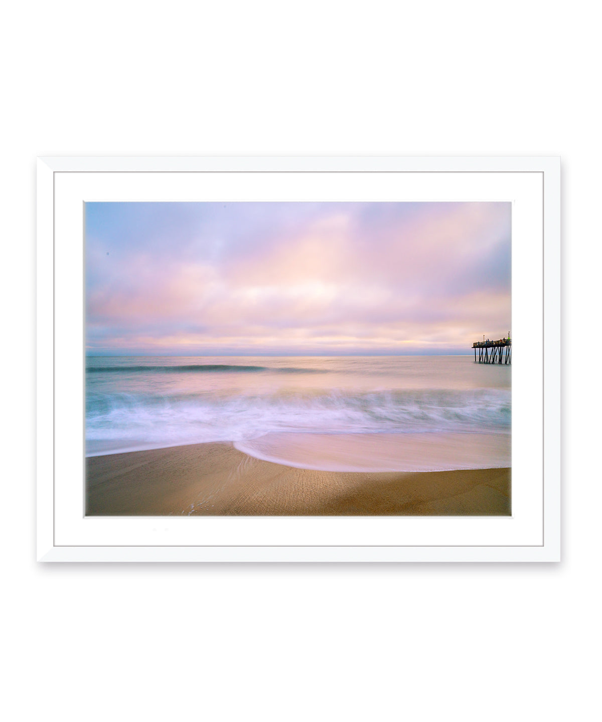 Outer Banks, beach sunrise wall art photograph by Wright and Roam, white frame