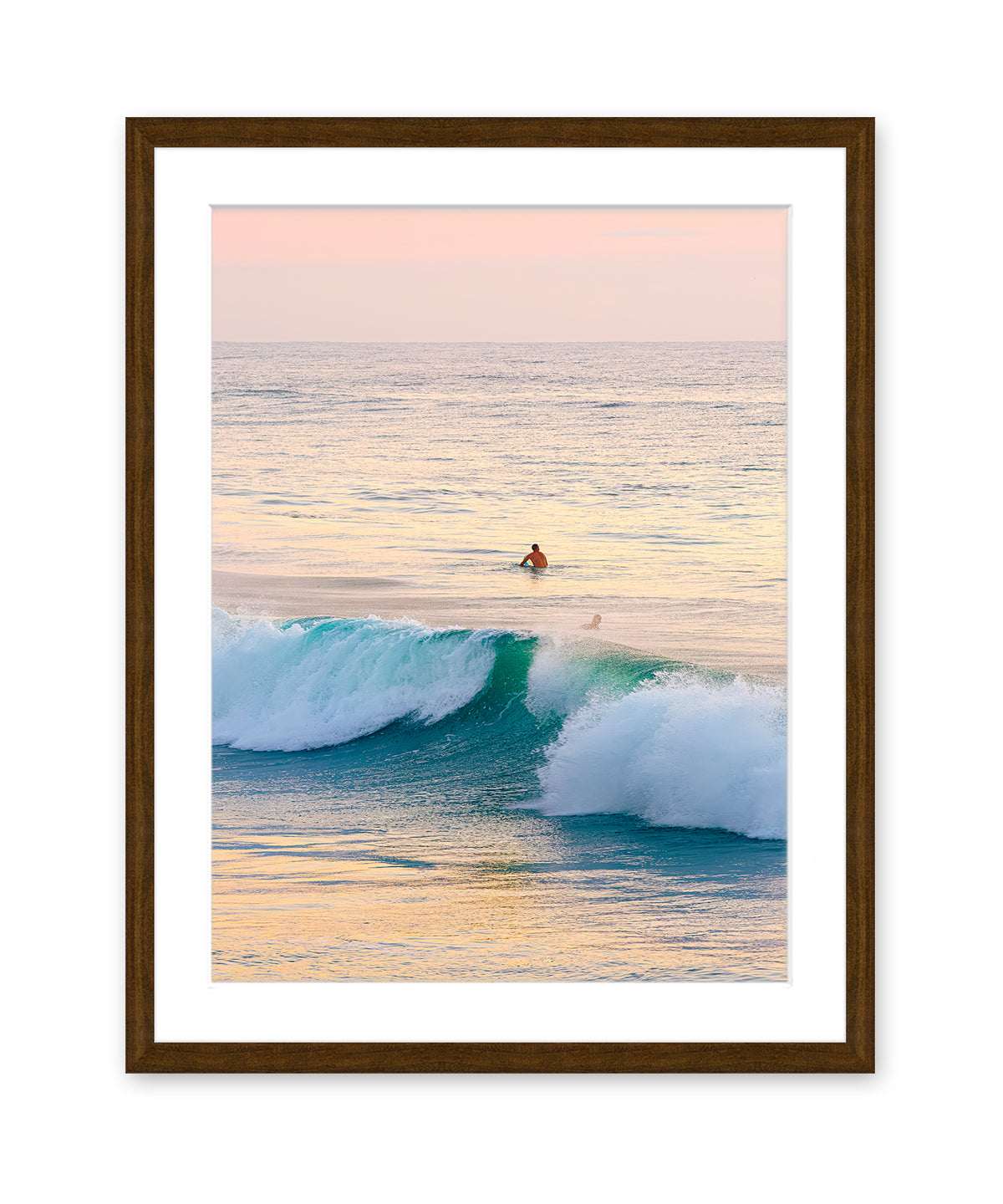 pastel sunrise wrightsville beach black frame, dark wood frame