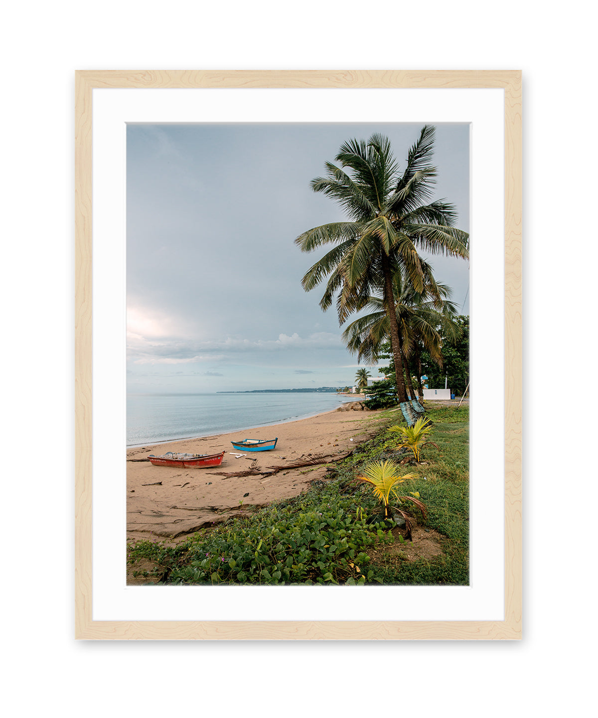Tropical Beach Photography taken in Rincon, Puerto Rico, natural wood frame