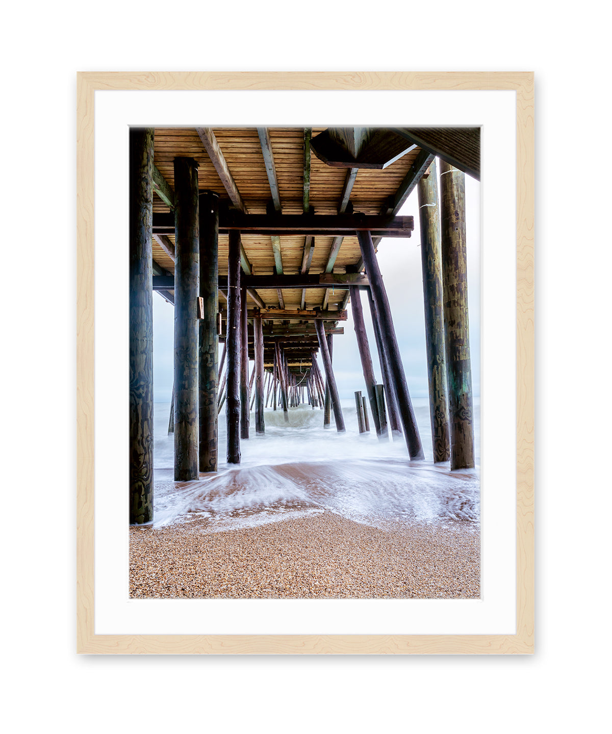 outer banks, avalon pier photograph art print by Wright and Roam, wood frame