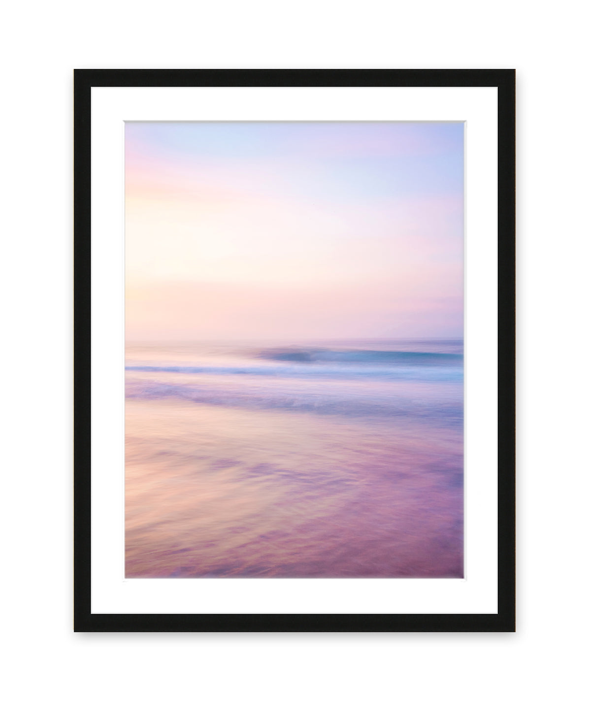pastel pink abstract minimal beach photograph, black wood frame, by wright and roam