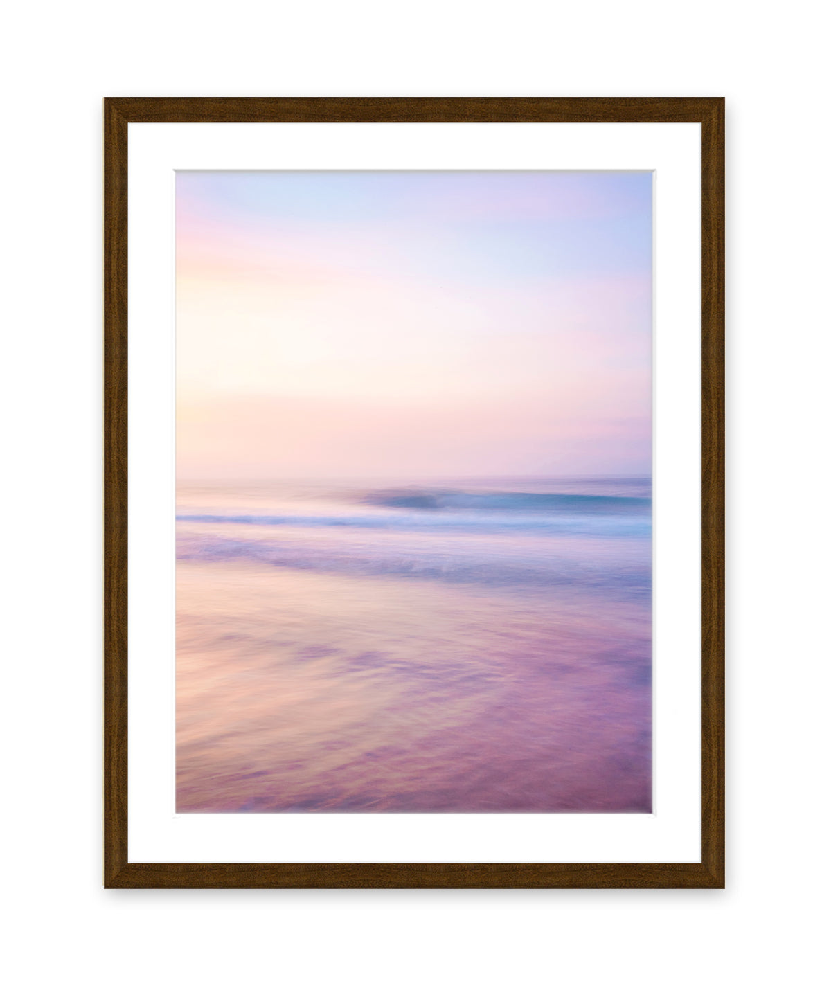 pastel pink abstract minimal beach photograph, dark wood frame, by wright and roam