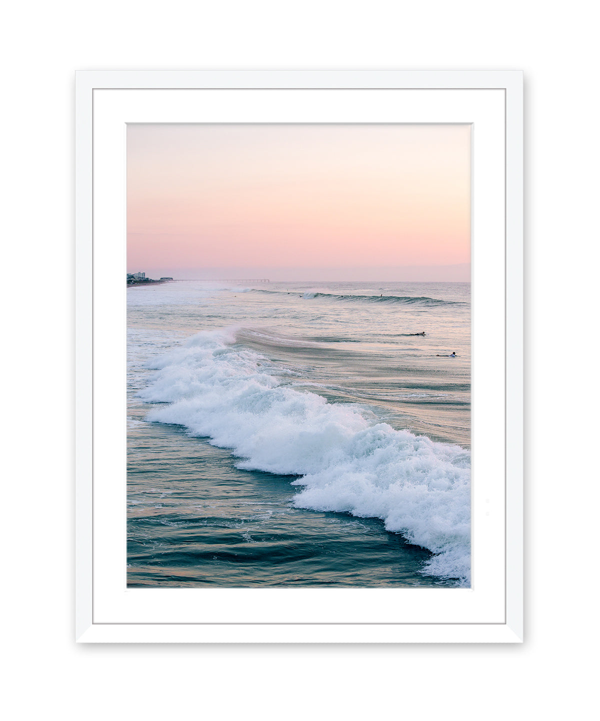 pink sunrise wrightsville beach white frame
