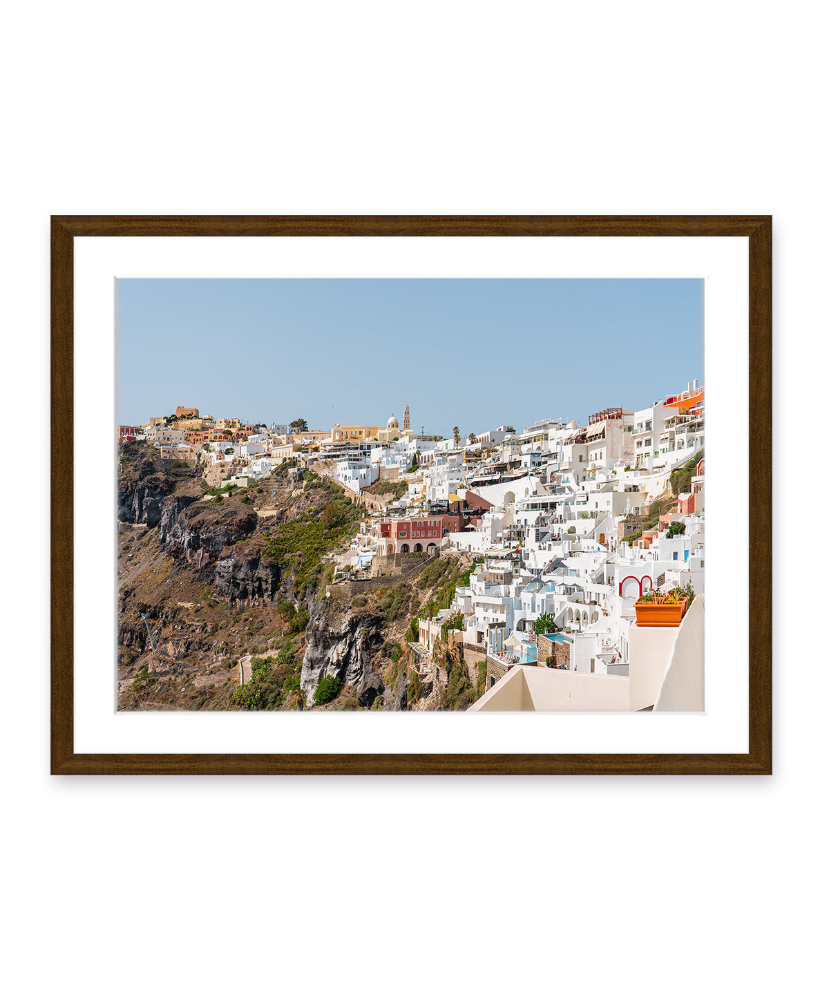 santorini greece photography dark wood framed wall art