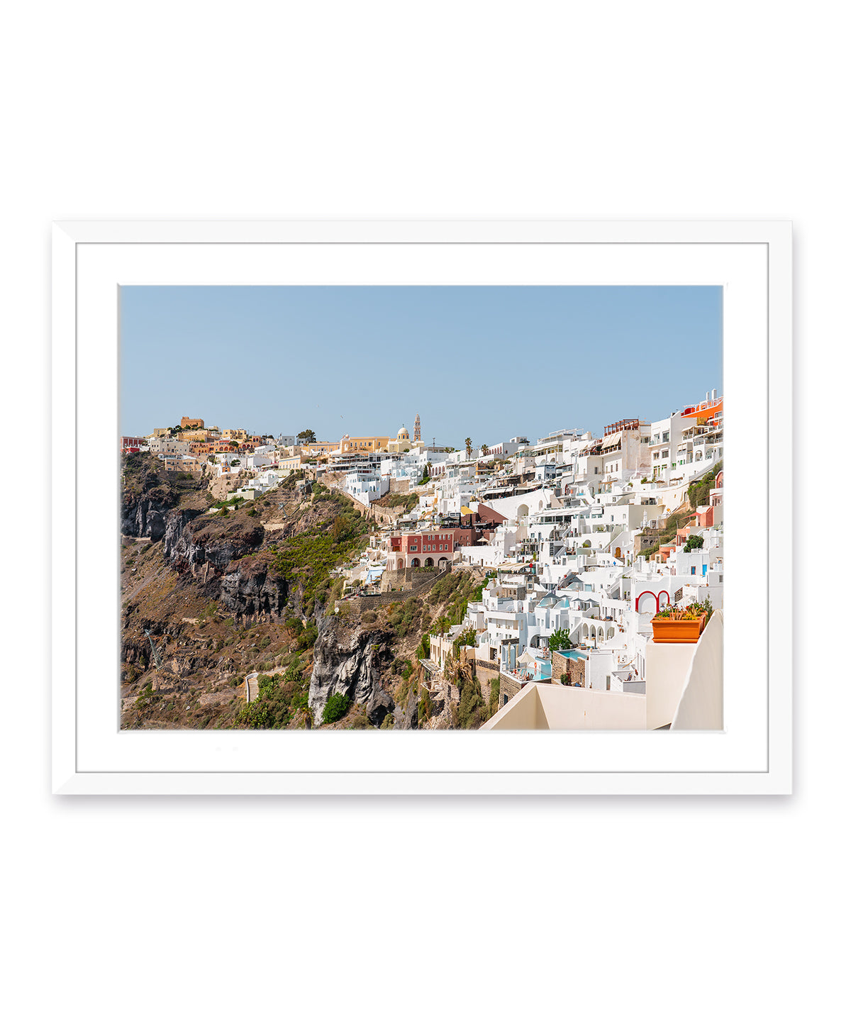 santorini greece photography white framed wall art