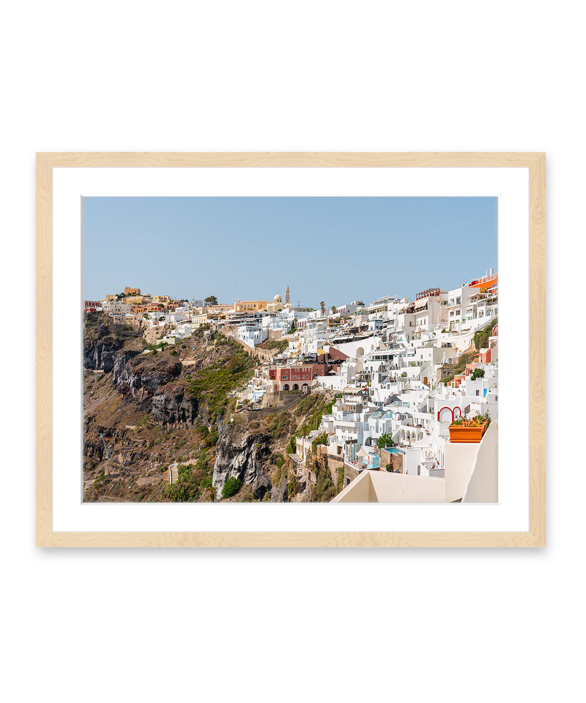 santorini greece photography wood framed wall art