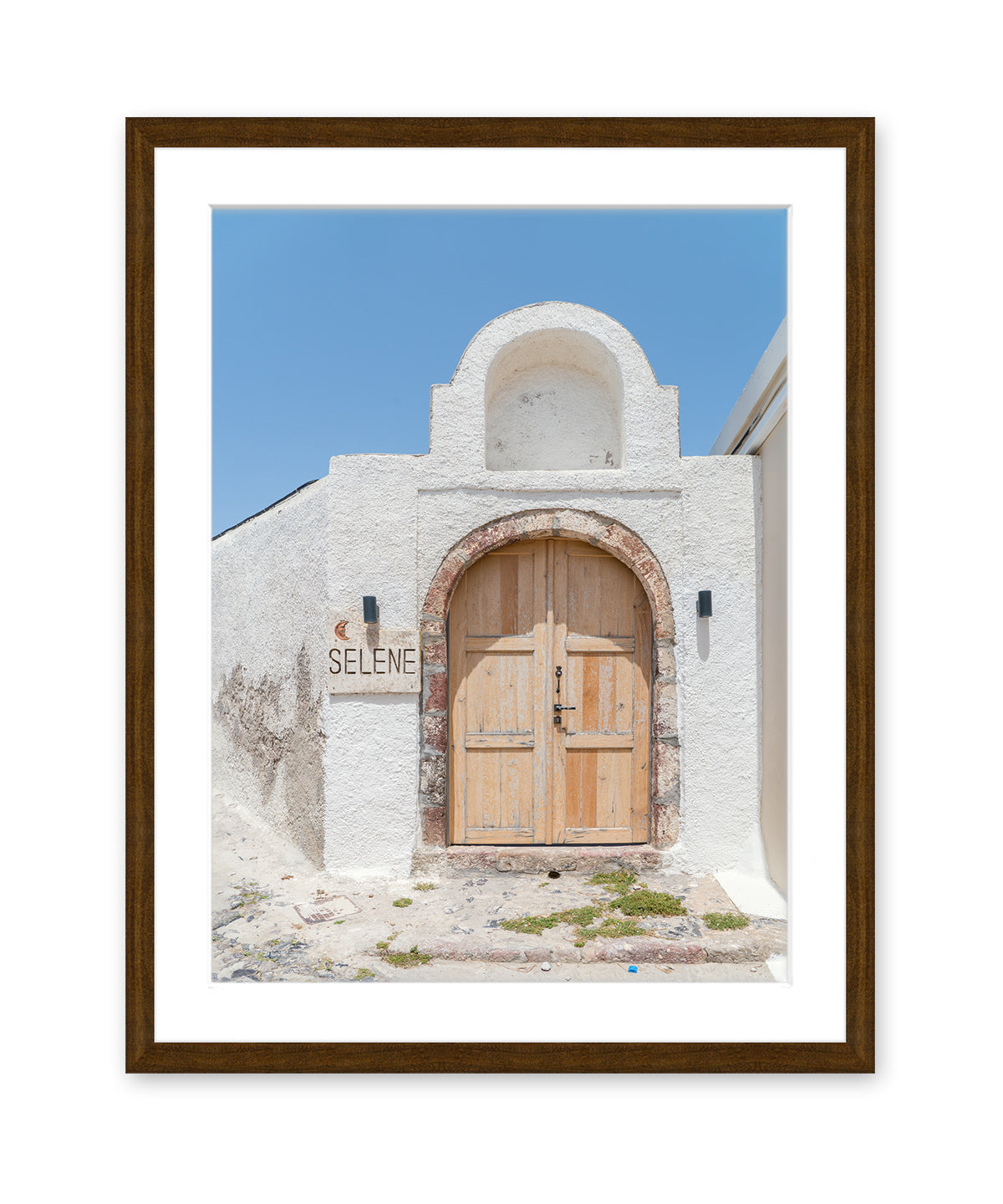 selene moon goddess, santorini greece art. Architecture photography, brown frame