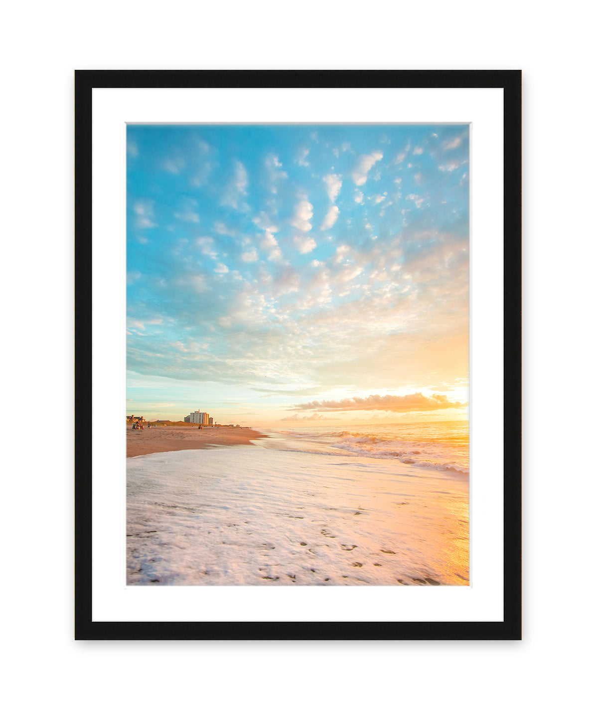 Sunrise Beach Print Black Wood Frame by Wright and Roam