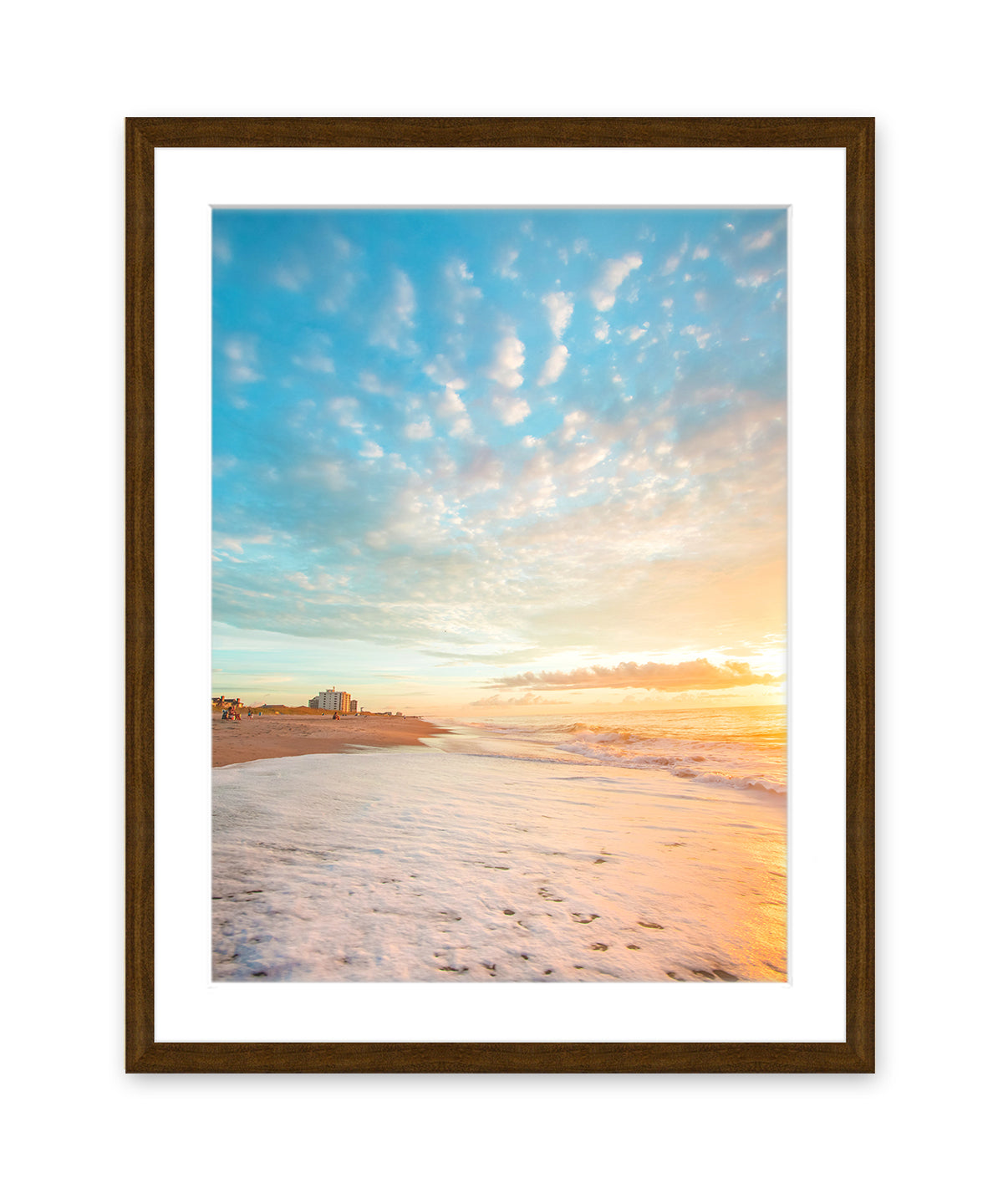 Sunrise Beach Print Dark Wood Frame by Wright and Roam