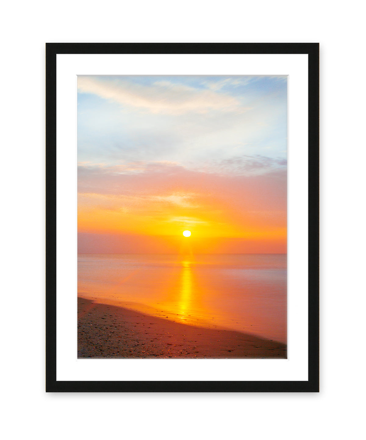 Colorful Sunrise Wrightsville Beach Photograph, Black Wood Frame by Wright and Roam