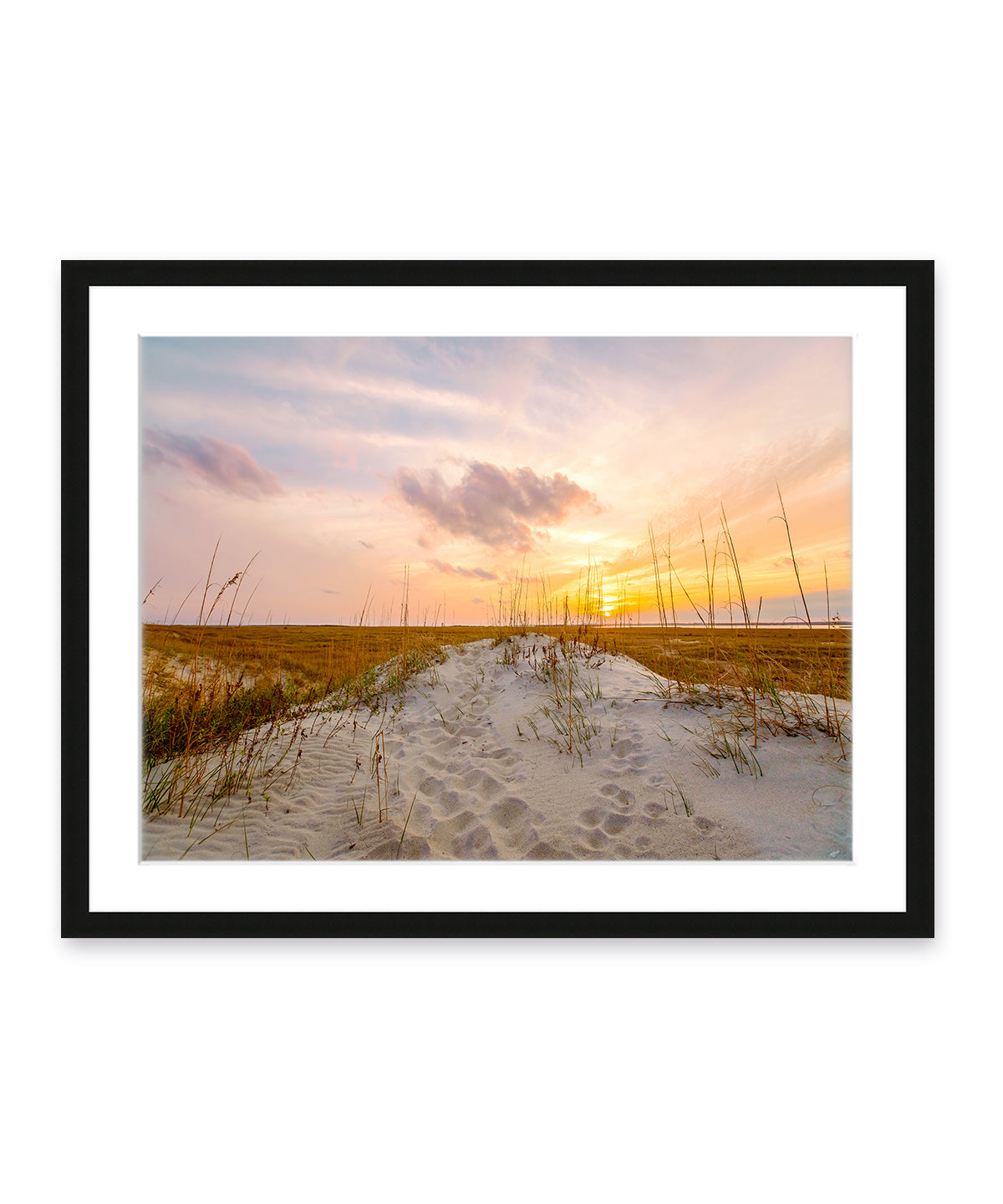 sand dunes sunset north carolina, black frame