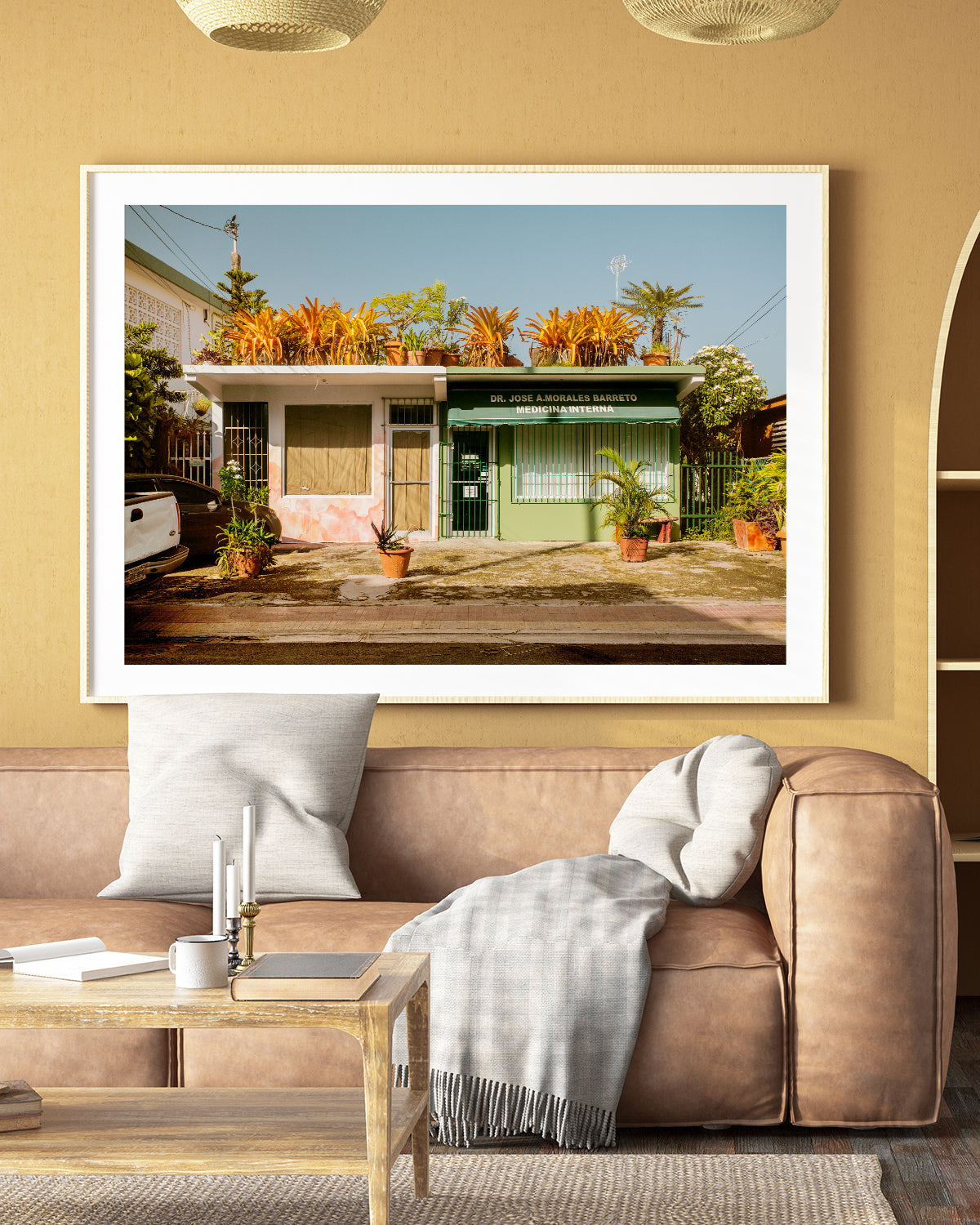 traditional old world decor featuring travel photography taken in Rincon, Puerto Rico