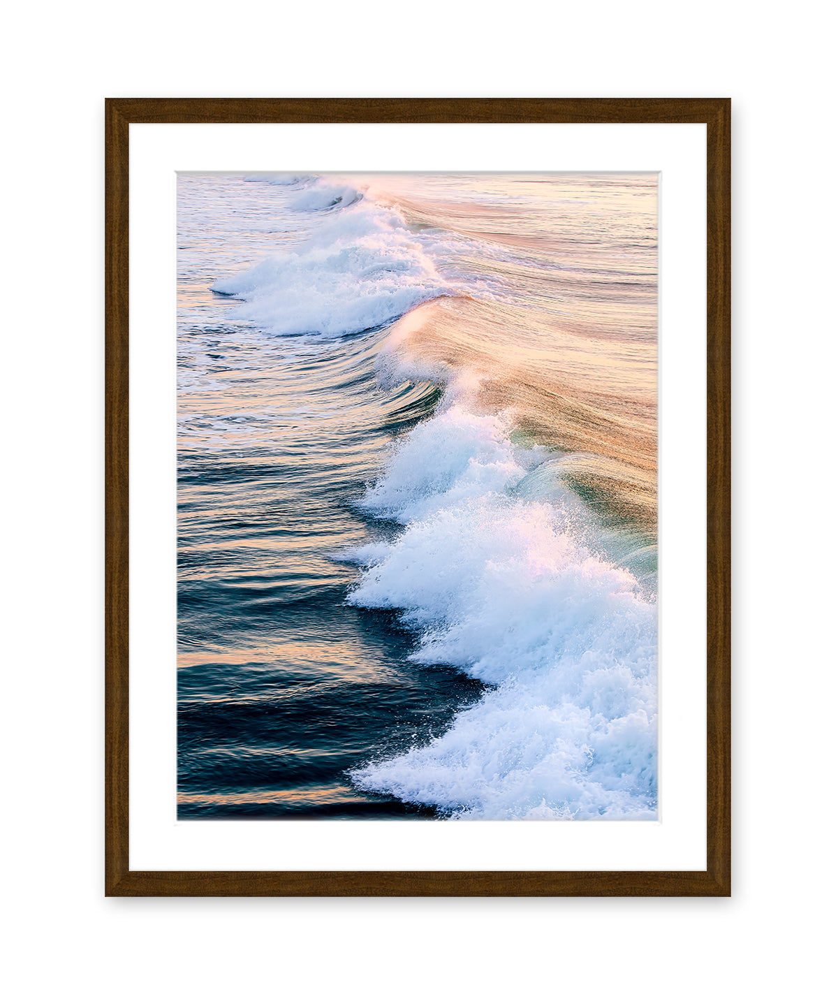 minimal pastel wave photograph dark wood frame