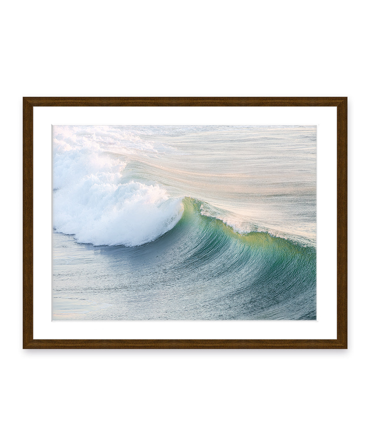 pastel wave ocean photograph dark wood frame
